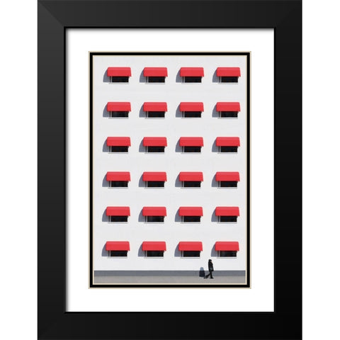 Red walker Black Modern Wood Framed Art Print with Double Matting by Cederberg, Marcus