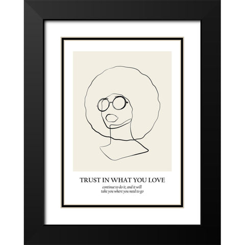 Line art Black Modern Wood Framed Art Print with Double Matting by NKTN