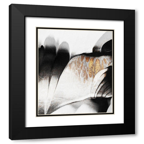 Gold Veins Black Modern Wood Framed Art Print with Double Matting by Fredriksson, Elisabeth