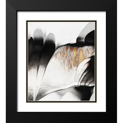 Gold Veins Black Modern Wood Framed Art Print with Double Matting by Fredriksson, Elisabeth