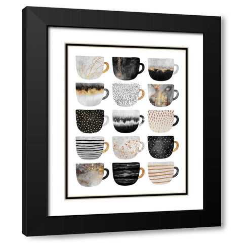 Pretty Coffee Cups Black Modern Wood Framed Art Print with Double Matting by Fredriksson, Elisabeth