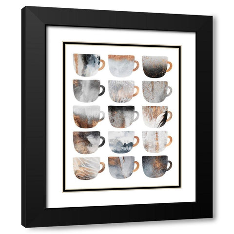 Dreamy Coffee Cups Black Modern Wood Framed Art Print with Double Matting by Fredriksson, Elisabeth