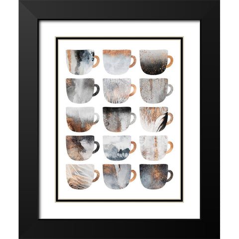 Dreamy Coffee Cups Black Modern Wood Framed Art Print with Double Matting by Fredriksson, Elisabeth
