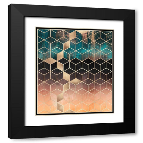 Ombre Dream Cubes Black Modern Wood Framed Art Print with Double Matting by Fredriksson, Elisabeth