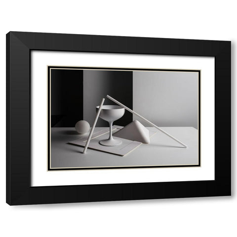 qWhite and blackq Black Modern Wood Framed Art Print with Double Matting by Popov, Evgeniy