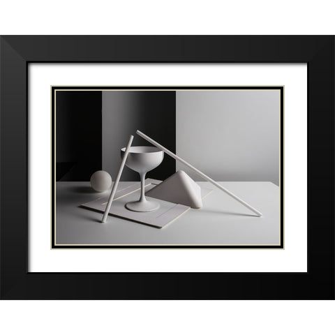 qWhite and blackq Black Modern Wood Framed Art Print with Double Matting by Popov, Evgeniy