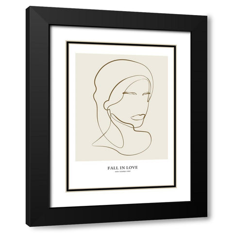 Woman portrait Black Modern Wood Framed Art Print with Double Matting by NKTN