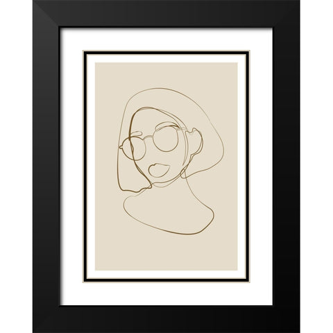 Female portrait Black Modern Wood Framed Art Print with Double Matting by NKTN