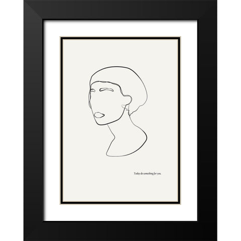 Abstract female portrait Black Modern Wood Framed Art Print with Double Matting by NKTN