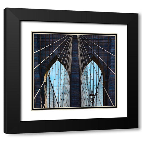 Brooklyn Bridge New York Black Modern Wood Framed Art Print with Double Matting by Orbach, Arnon