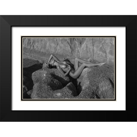 Bed Rock Black Modern Wood Framed Art Print with Double Matting by Chai Telan, Thanakorn