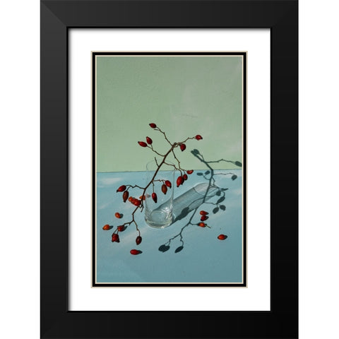 Berries Black Modern Wood Framed Art Print with Double Matting by Basso, Donatella