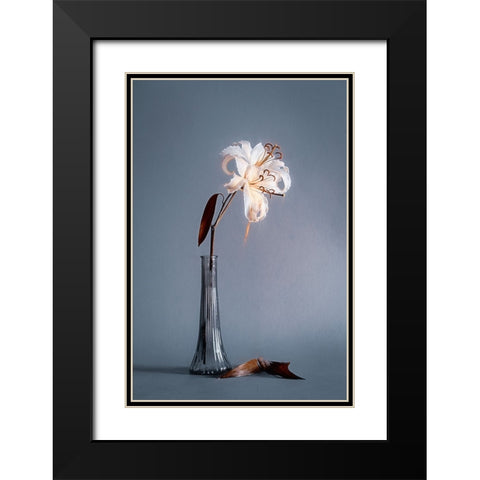Elegant Lines Black Modern Wood Framed Art Print with Double Matting by Kiral, Cicek