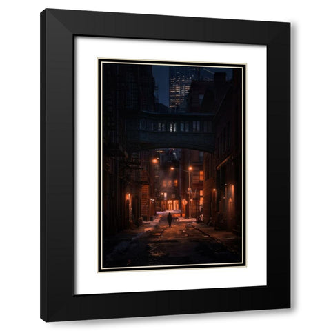 Under The Skybridge Black Modern Wood Framed Art Print with Double Matting by De La, Javier