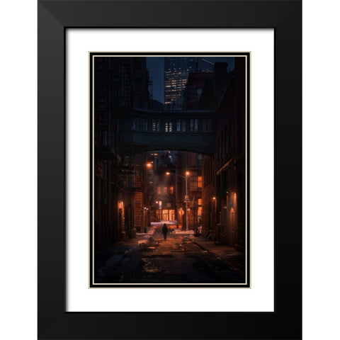 Under The Skybridge Black Modern Wood Framed Art Print with Double Matting by De La, Javier