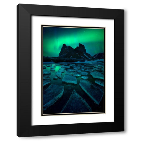 Icy Eystrahorn Black Modern Wood Framed Art Print with Double Matting by Kuric EP, Marian