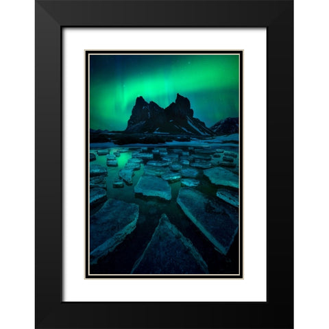 Icy Eystrahorn Black Modern Wood Framed Art Print with Double Matting by Kuric EP, Marian