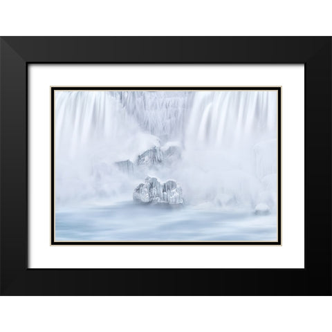 The frozen islands under the Waterfalls Black Modern Wood Framed Art Print with Double Matting by Lu, Ling