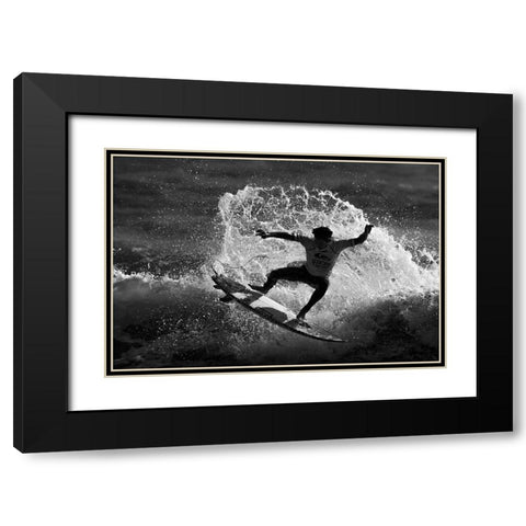 Surfer Black Modern Wood Framed Art Print with Double Matting by Wang, Ti