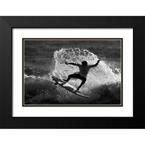 Surfer Black Modern Wood Framed Art Print with Double Matting by Wang, Ti