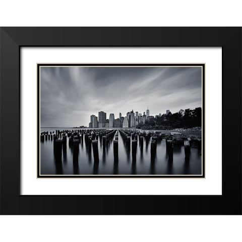 NYC Black Modern Wood Framed Art Print with Double Matting by Jubic, Srecko