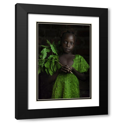 Girl Green Black Modern Wood Framed Art Print with Double Matting by Jacob, Matt