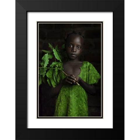Girl Green Black Modern Wood Framed Art Print with Double Matting by Jacob, Matt