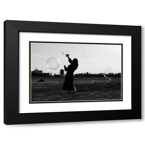 Bubble Black Modern Wood Framed Art Print with Double Matting by Kaido, Arata