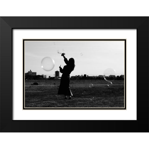 Bubble Black Modern Wood Framed Art Print with Double Matting by Kaido, Arata