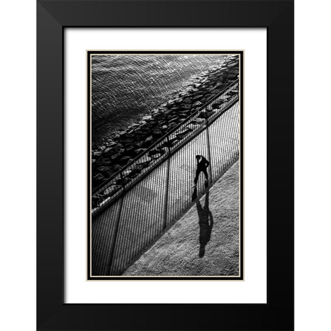 Stripes Black Modern Wood Framed Art Print with Double Matting by Watanabe, Kentaro