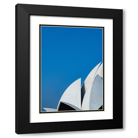 Lotus temple the balance Black Modern Wood Framed Art Print with Double Matting by Chawla, Shobhit