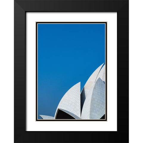 Lotus temple the balance Black Modern Wood Framed Art Print with Double Matting by Chawla, Shobhit