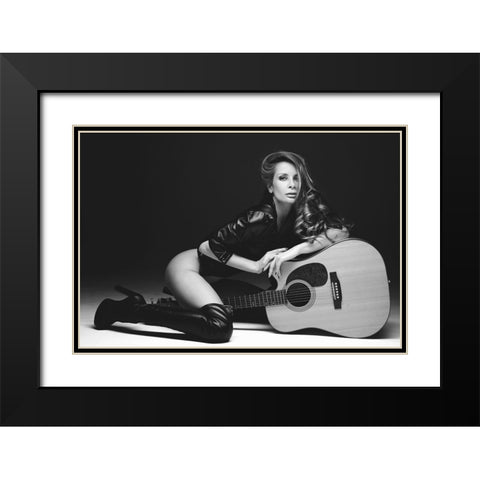 Guitar Black Modern Wood Framed Art Print with Double Matting by Markachev, Leonid