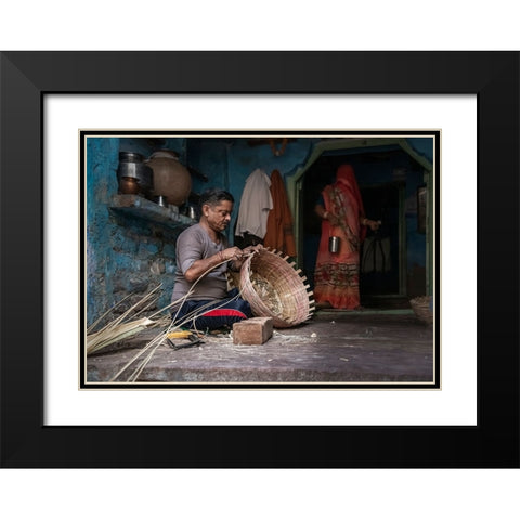 Basket Weaver Black Modern Wood Framed Art Print with Double Matting by Singh, Anita