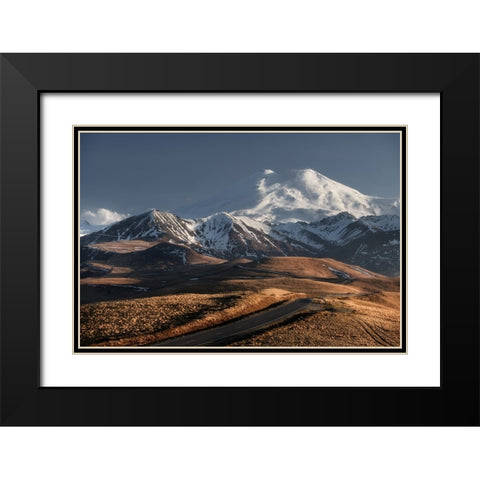 Mountain road Black Modern Wood Framed Art Print with Double Matting by Anton, Rostovskiy