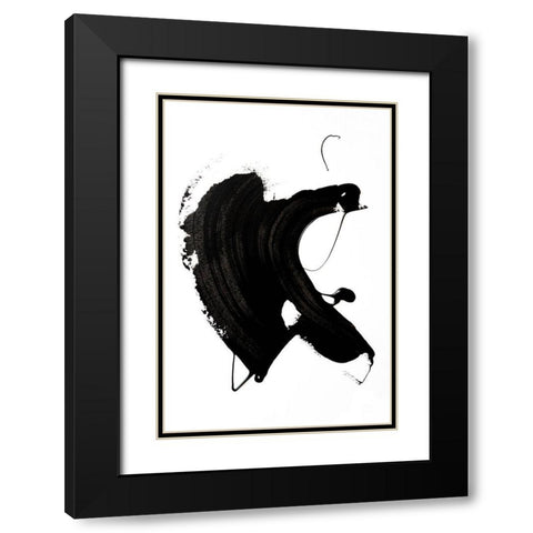 Black abstract Stroke Black Modern Wood Framed Art Print with Double Matting by Sawall, Anastasia