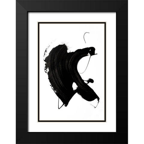 Black abstract Stroke Black Modern Wood Framed Art Print with Double Matting by Sawall, Anastasia