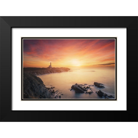 Favaritx sunrise 7R20215 Black Modern Wood Framed Art Print with Double Matting by Joanaduenas