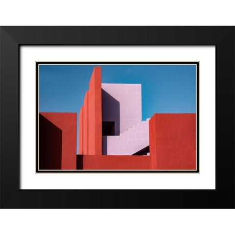 Muralla Roja #47 Black Modern Wood Framed Art Print with Double Matting by Wride, Linda