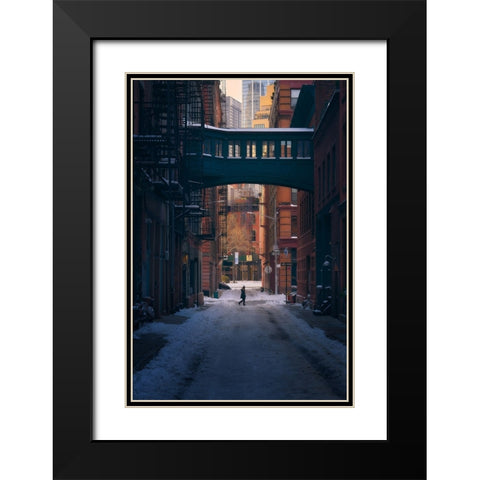 Under The Skybridge Black Modern Wood Framed Art Print with Double Matting by De La, Javier