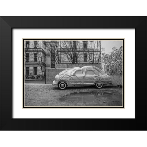 Flying Car Black Modern Wood Framed Art Print with Double Matting by Valaris, Kostas