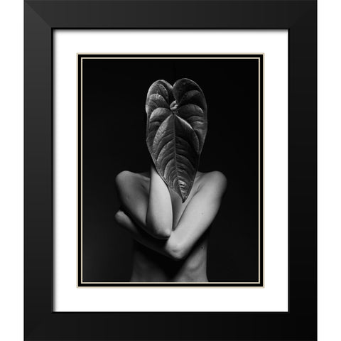 Leaf A Body Black Modern Wood Framed Art Print with Double Matting by Shiki, Shizuo