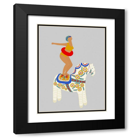 Little Pony Black Modern Wood Framed Art Print with Double Matting by Jotadejai