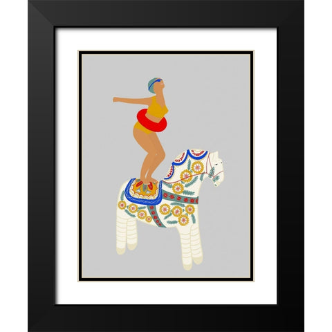 Little Pony Black Modern Wood Framed Art Print with Double Matting by Jotadejai