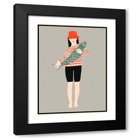My fish Black Modern Wood Framed Art Print with Double Matting by Jotadejai
