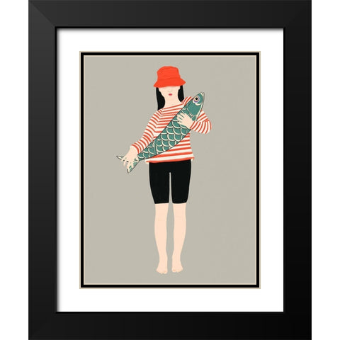 My fish Black Modern Wood Framed Art Print with Double Matting by Jotadejai