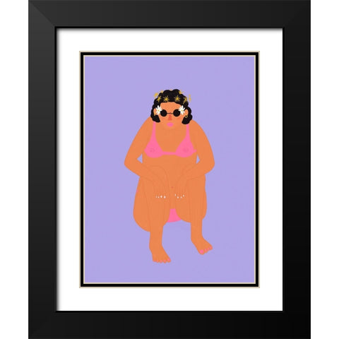 Spring Black Modern Wood Framed Art Print with Double Matting by Jotadejai