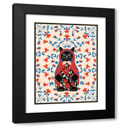 Catrioshka Black Modern Wood Framed Art Print with Double Matting by Jotadejai
