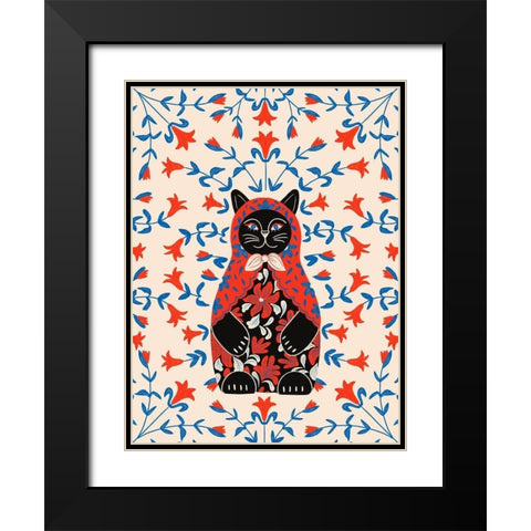 Catrioshka Black Modern Wood Framed Art Print with Double Matting by Jotadejai