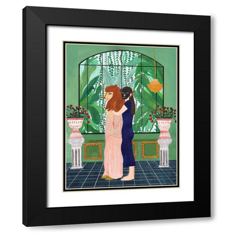 Lion Mom Black Modern Wood Framed Art Print with Double Matting by Jotadejai